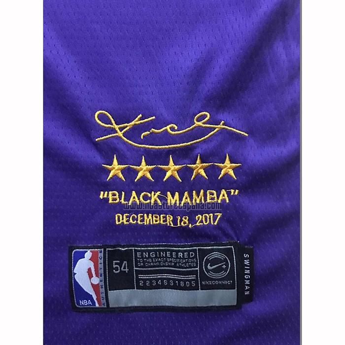 Camiseta Los Angeles Lakers Kobe Bryant NO 8 Retirement 2018 Violeta